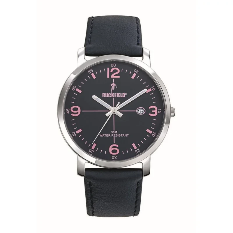 Ruckfield Watch - Rugby - Multifunction - Pink and Blue - Blue Leather