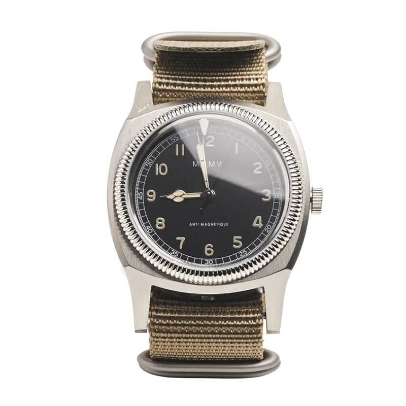 M.R.M.W - Majetek Big Turtle 3-Hand Pilot's Watch - Khaki NATO Strap M.R.M.W
