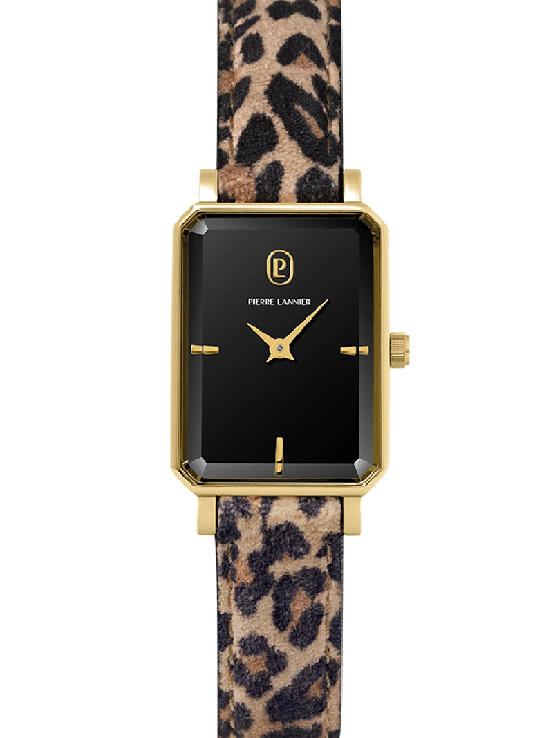 Pierre Lannier Women's Rectangular Leopard-Print Watch 006L539 (Front View)