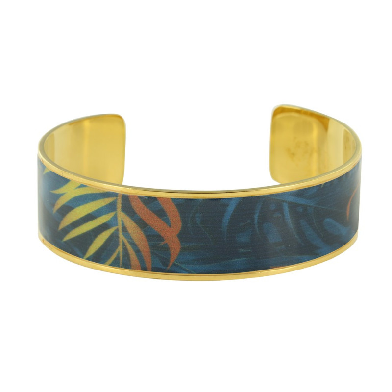 Navy Blue Jungle Enamel Cuff Bracelet
