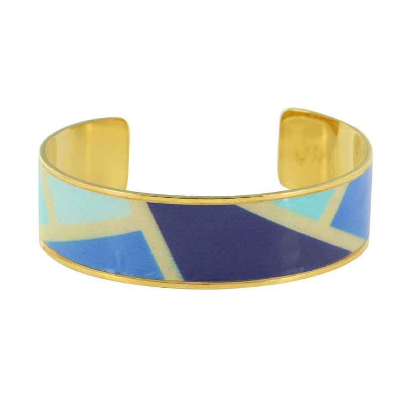 Blue Graphic Enamel Cuff Bracelet