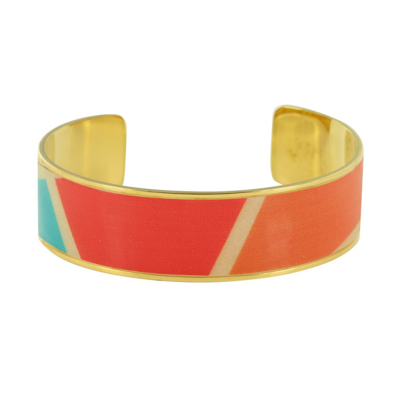 Multicolored Graphic Enamel Cuff Bracelet