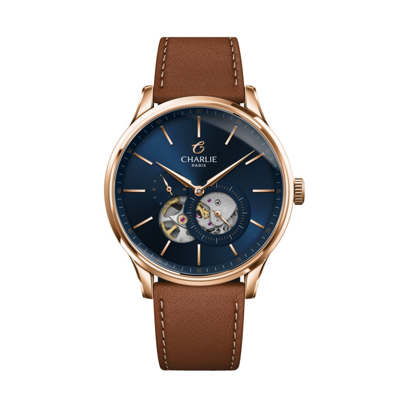 Charlie Paris - INITIAL Open Heart, Gold, Pink/Blue