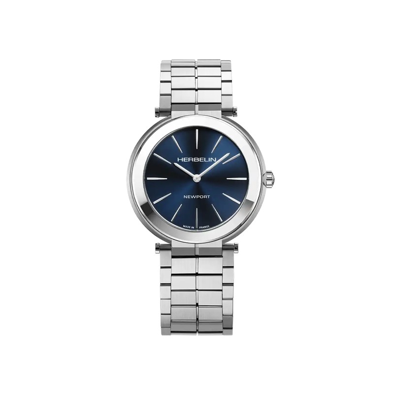 Michel Herbelin Newport Slim Quartz Watch, Blue and Steel, 19522B15S