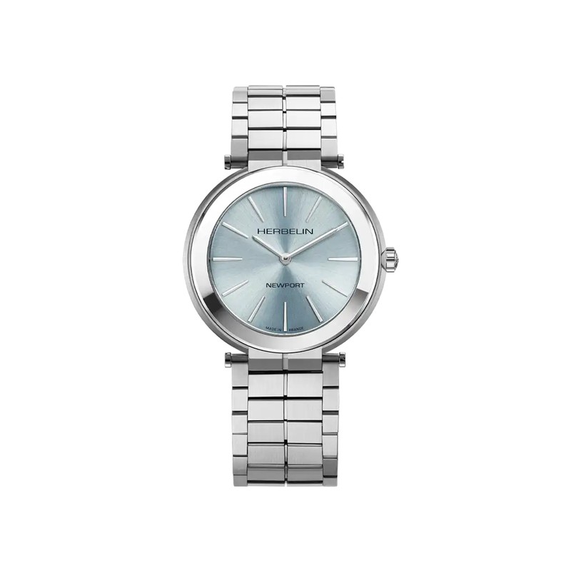 Michel Herbelin Newport Slim Quartz Watch, Arctic Blue, Stainless Steel, 2 19522B125