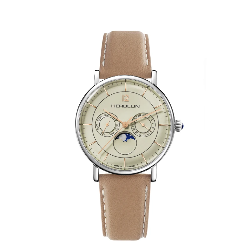 INSPIRATION – MOON PHASE – STEEL & LEATHER | Club de la Montre