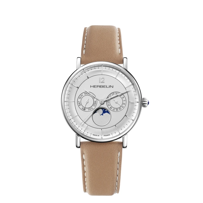 INSPIRATION – MOON PHASE – STEEL & CAMEL LEATHER | Club de la Montre