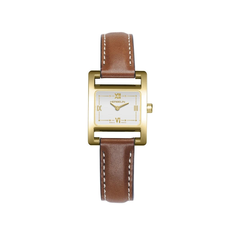 Ve AVENUE – QUARTZ – YELLOW GOLD PVD & CAMEL LEATHER | Club de la Montre