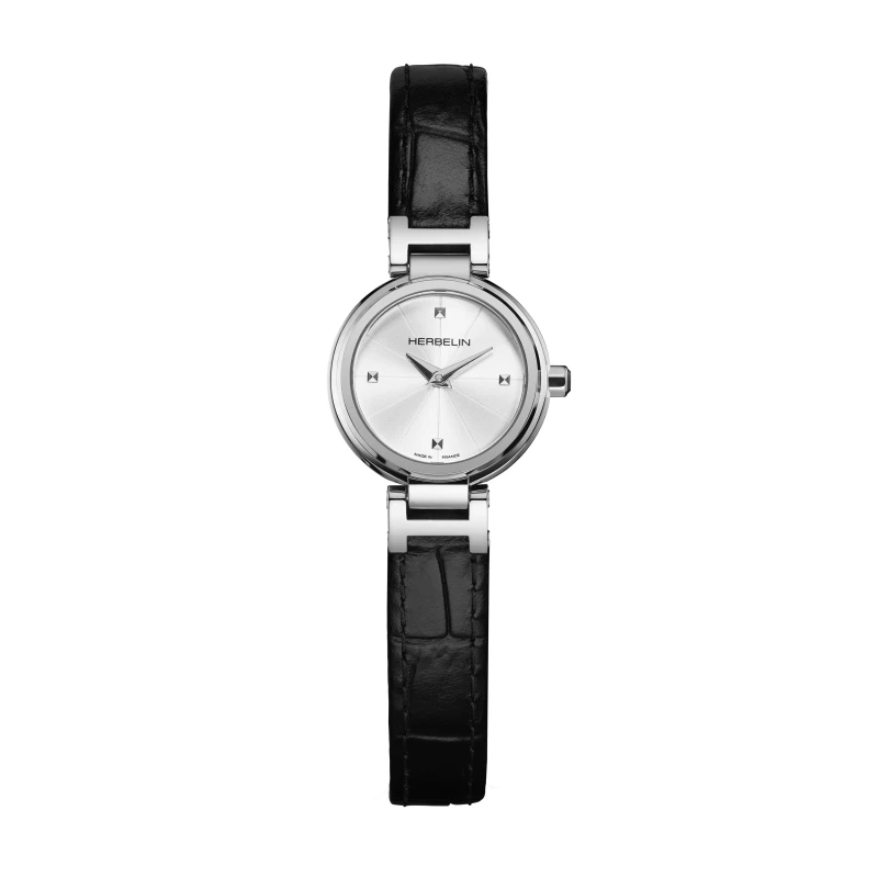 LADY H – QUARTZ – STAINLESS STEEL & BLACK LEATHER | Club de la Montre