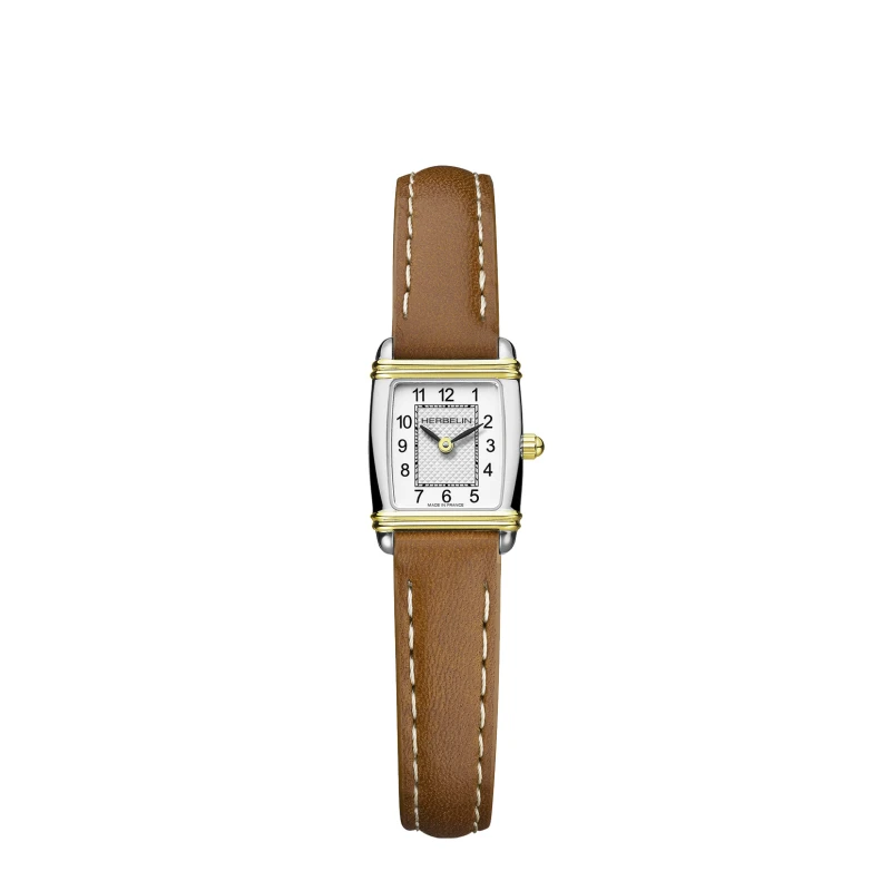 ART DECO – QUARTZ TONNEAU – TWO-TONE & CAMEL LEATHER | Club de la Montre