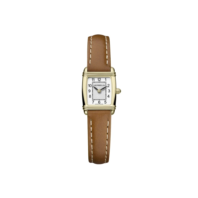 ART DECO – QUARTZ TONNEAU – YELLOW GOLD PVD & LEATHER | Club de la Montre