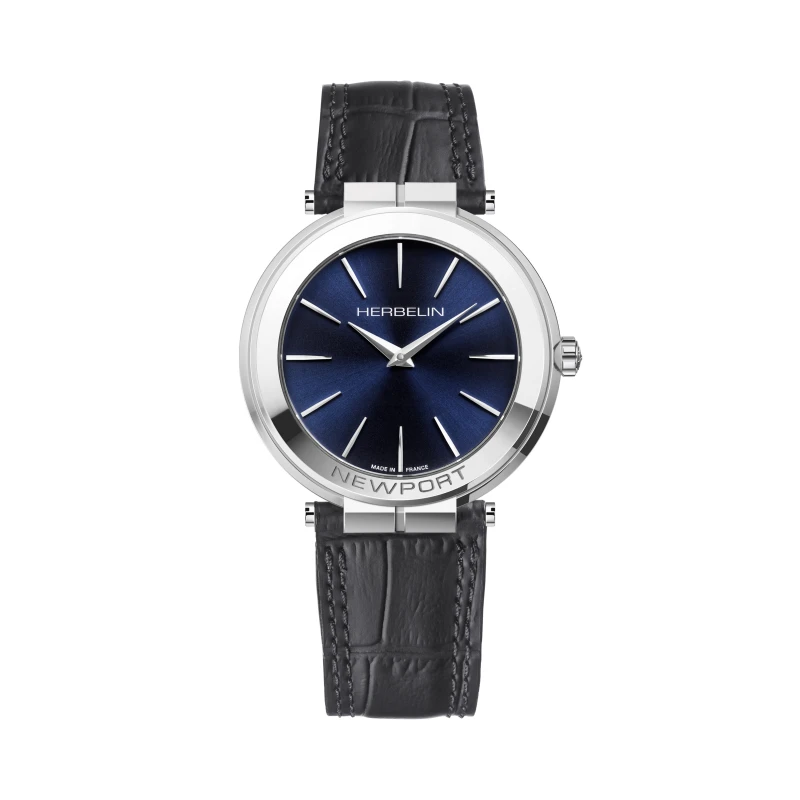 NEWPORT – SLIM – STEEL & BLACK LEATHER | Club de la Montre
