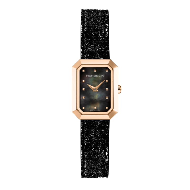 OCTAGON – QUARTZ – BLACK MOTHER-OF-PEARL & LEATHER | Club de la Montre