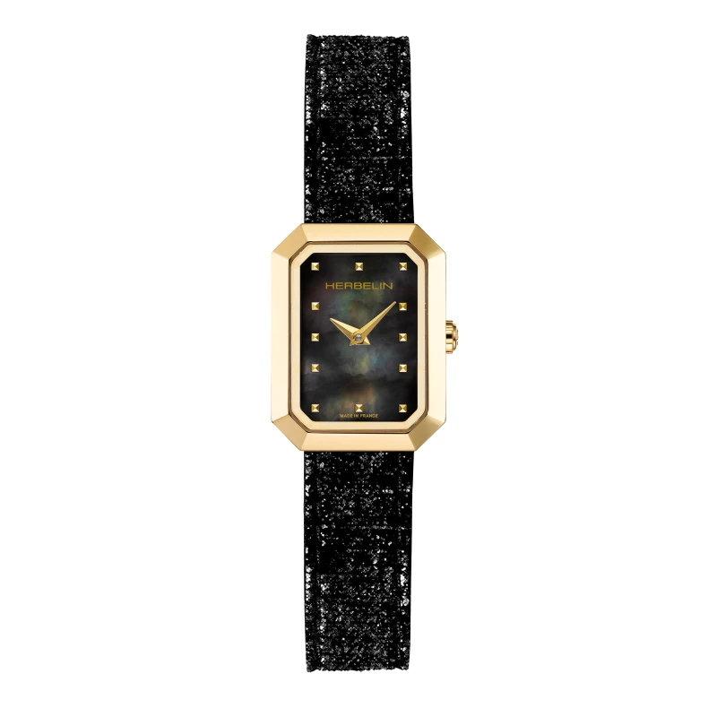 OCTAGON – QUARTZ – BLACK MOTHER-OF-PEARL & LEATHER | Club de la Montre