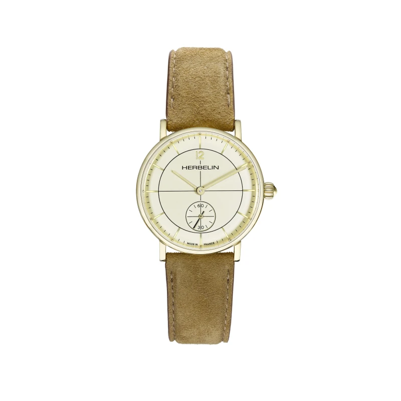INSPIRATION – SMALL SECONDS – GOLD & SUEDE LEATHER | Club de la Montre