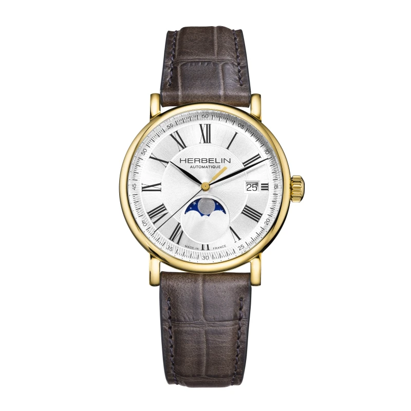 INSPIRATION – AUTOMATIC MOON PHASE – TWO-TONE STEEL & GRAY LEATHER | Club de la Montre