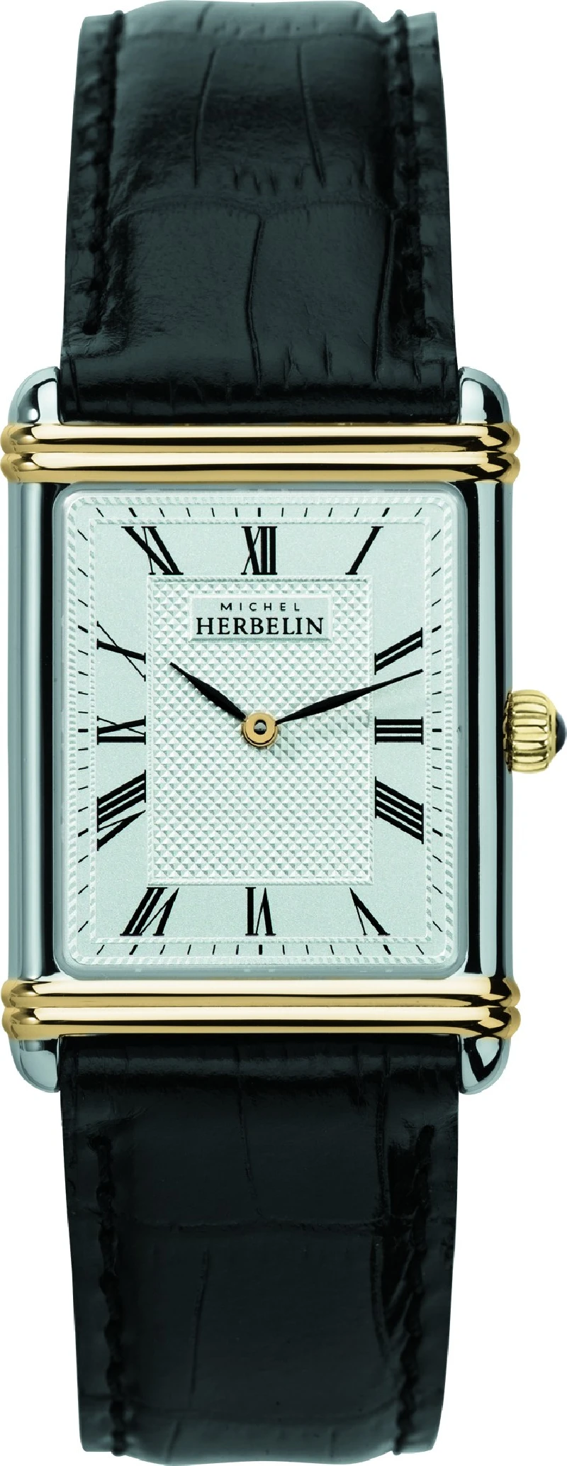 ART DECO – QUARTZ – TWO-TONE STEEL & BLACK LEATHER | Club de la Montre