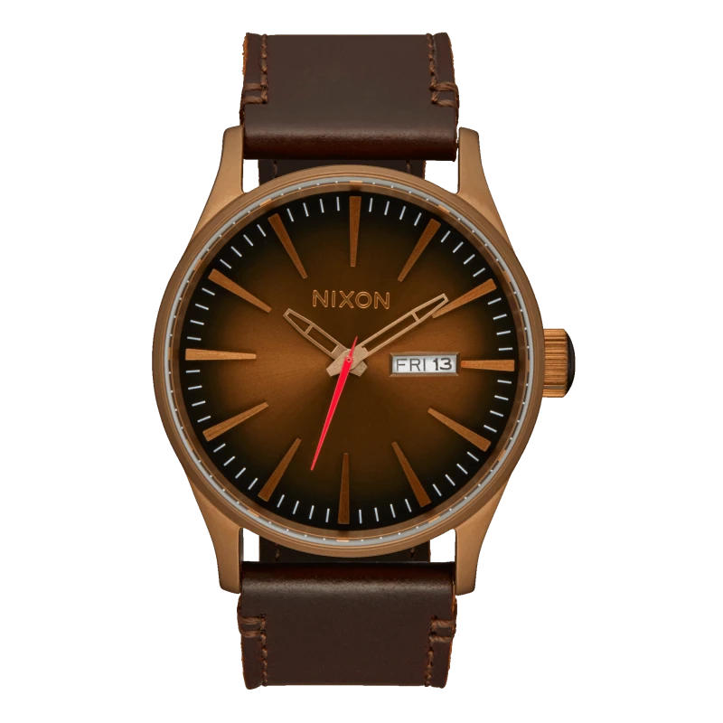 Nixon Watch - Sentry Leather Bronze Black | Club de la Montre