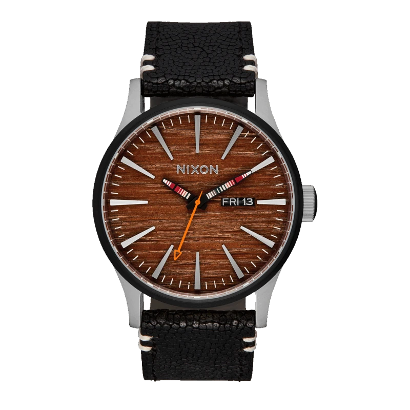 Nixon Watch - Sentry Leather Silver Rosewood Black | Club de la Montre