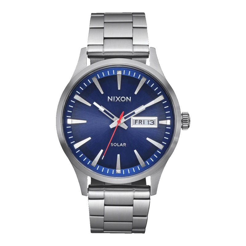 Nixon Watch - Sentry Solar Stainless Steel Navy Sunray Silver | Club de la Montre