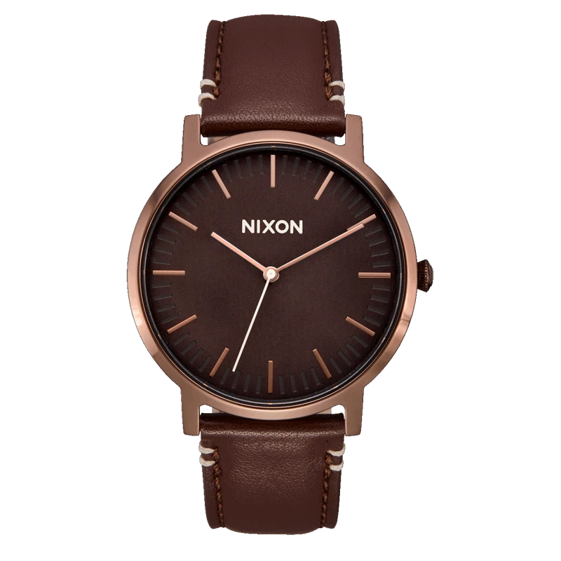 Nixon Watch - Porter Leather Chocolate Dark Roast Brown | Club de la Montre