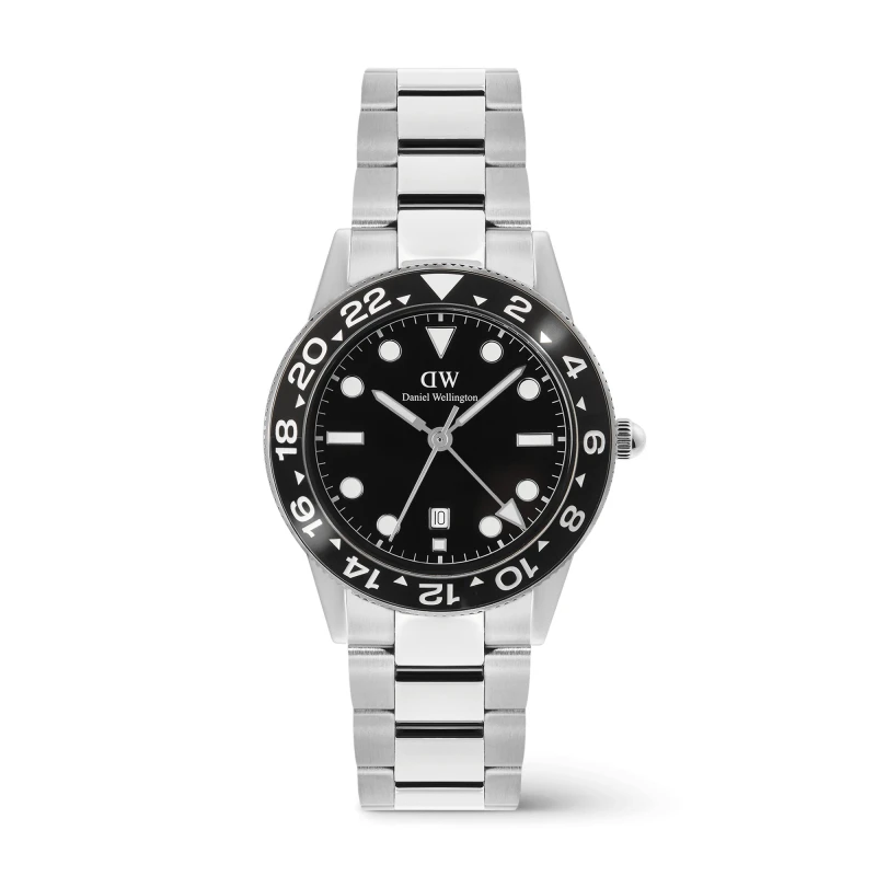 Daniel Wellington Watch - Iconic GMT Link Black Ceramic Bezel Silver - 40mm
