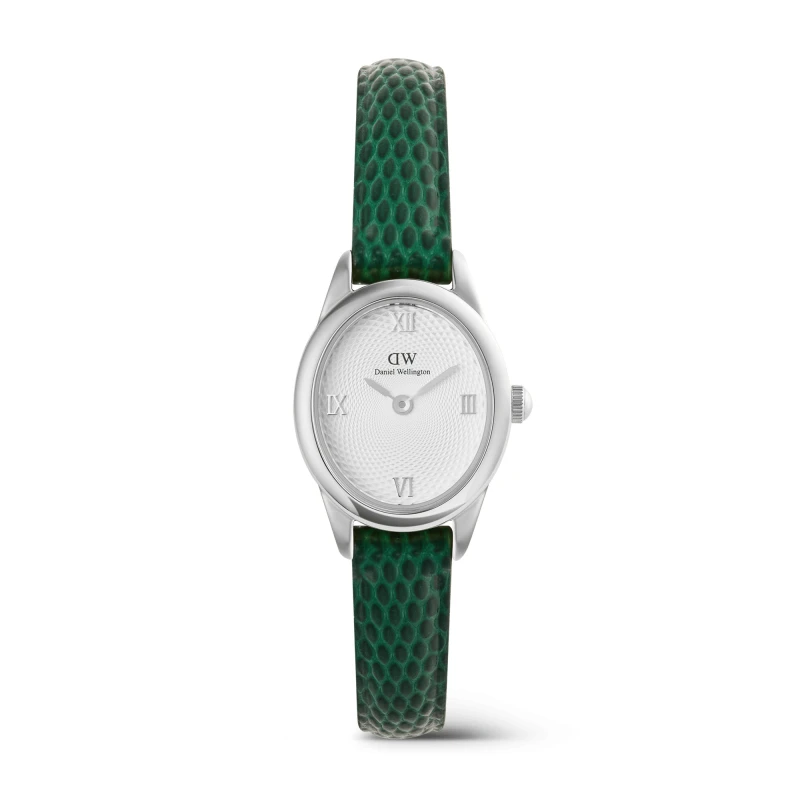 Daniel Wellington Watch - Ophelia Mini Green Lizard White Guilloché Silver