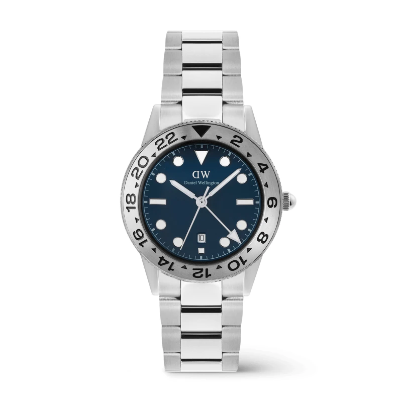 Daniel Wellington Watch - Iconic GMT Link Brushed Bezel Silver - 40mm