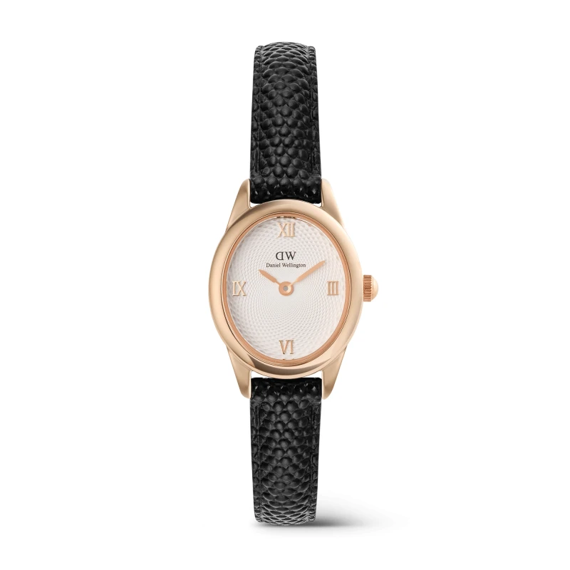 Daniel Wellington Watch - Ophelia Mini Black Lizard White Guilloché Rose Gold