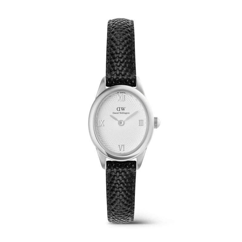 Daniel Wellington Watch - Ophelia Mini Black Lizard White Guilloché Silver
