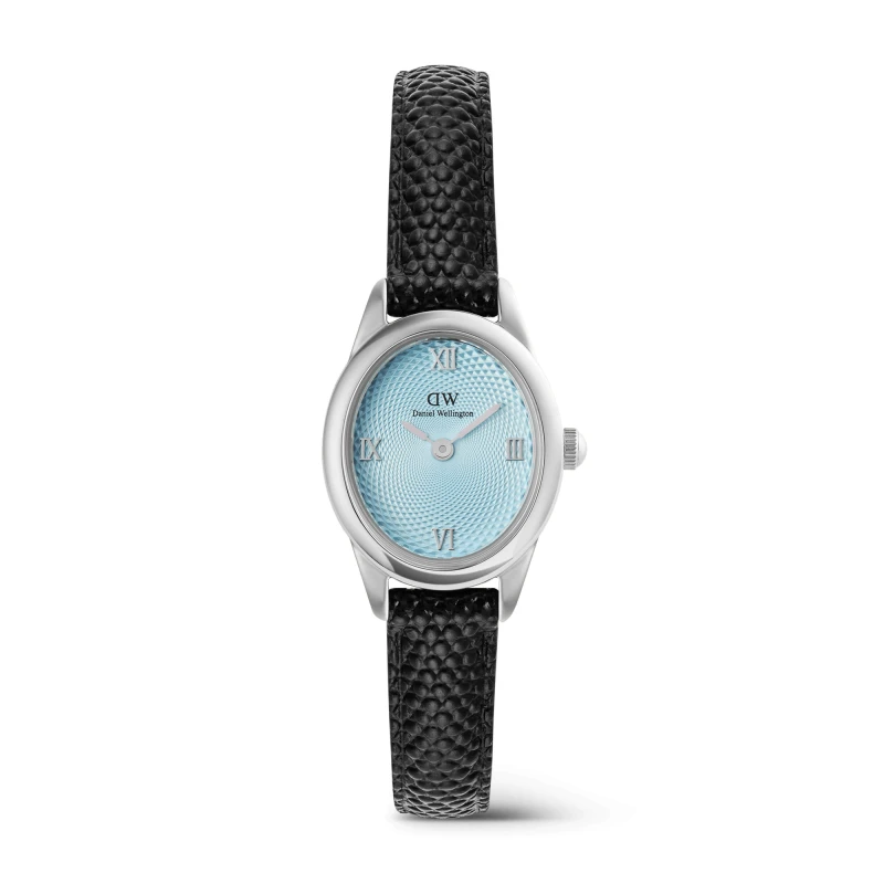 Daniel Wellington Watch - Ophelia Mini Black Lizard Ice Blue Guilloché Silver