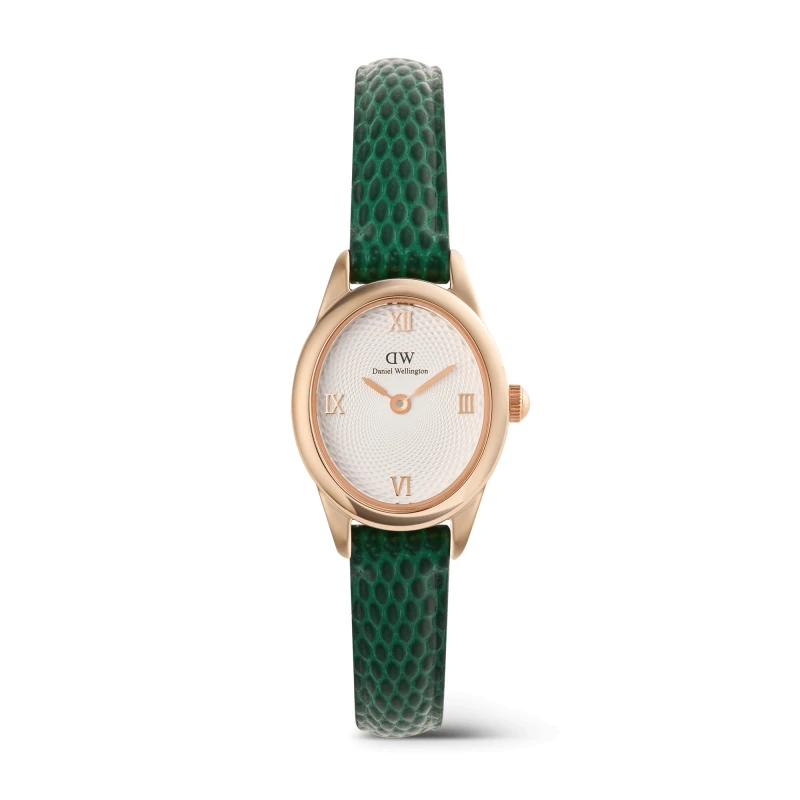 Daniel Wellington Watch - Ophelia Mini Green Lizard White Guilloché Rose Gold