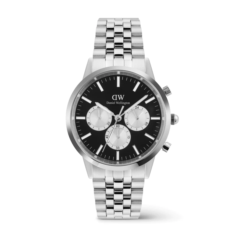 Daniel Wellington Watch - Iconic Chronograph Arch 5-Link Onyx Panda Silver - 42mm