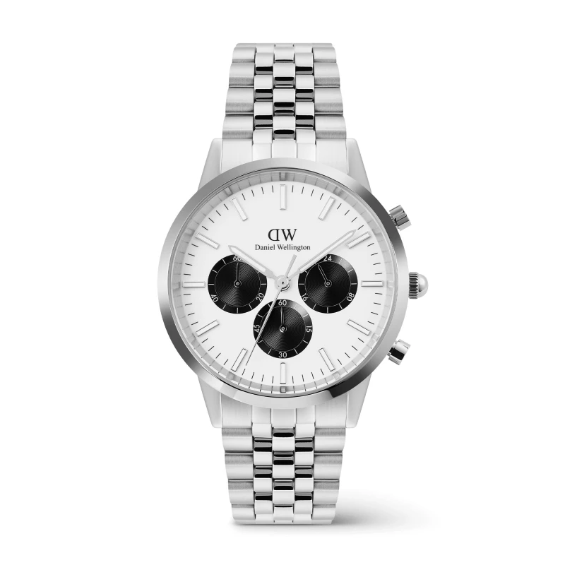 Daniel Wellington Watch - Iconic Chronograph Arch 5-Link Off-White Panda Silver - 42mm