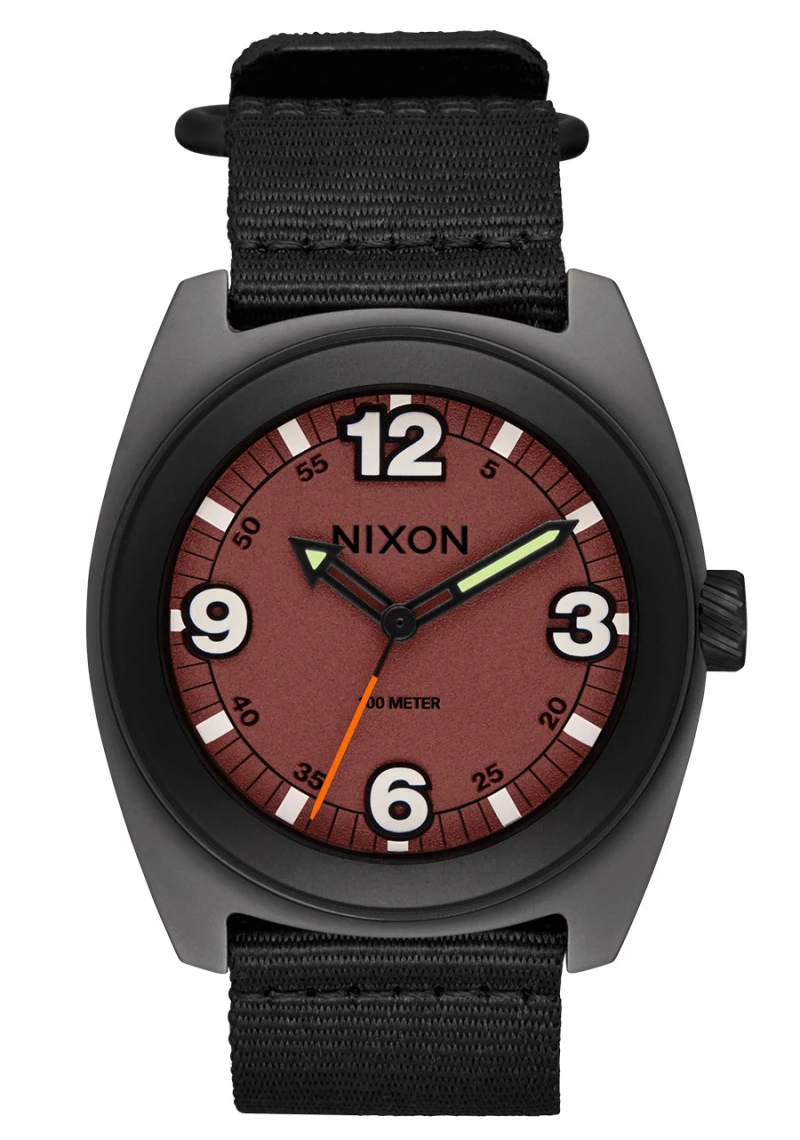 Nixon Watch - Clutch 42 - Matte Gunmetal / Hot Sauce