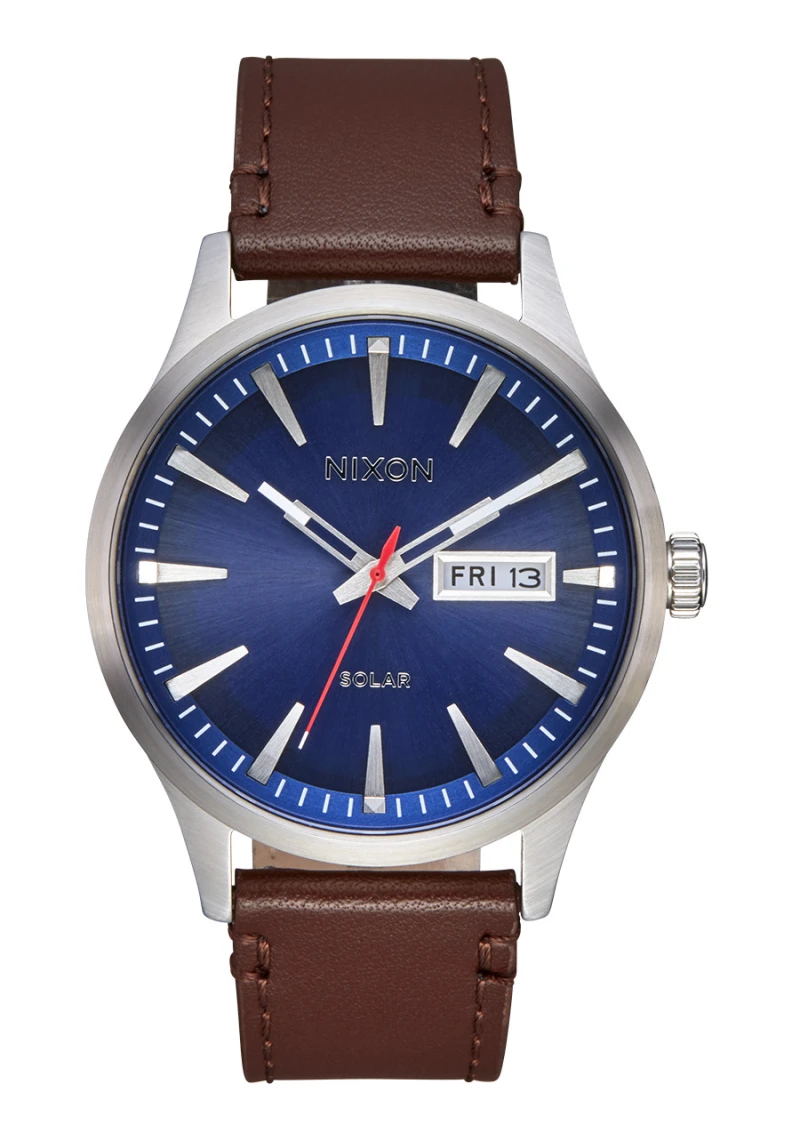 Nixon Watch - Sentry Solar Leather - Navy Sunray / Silver