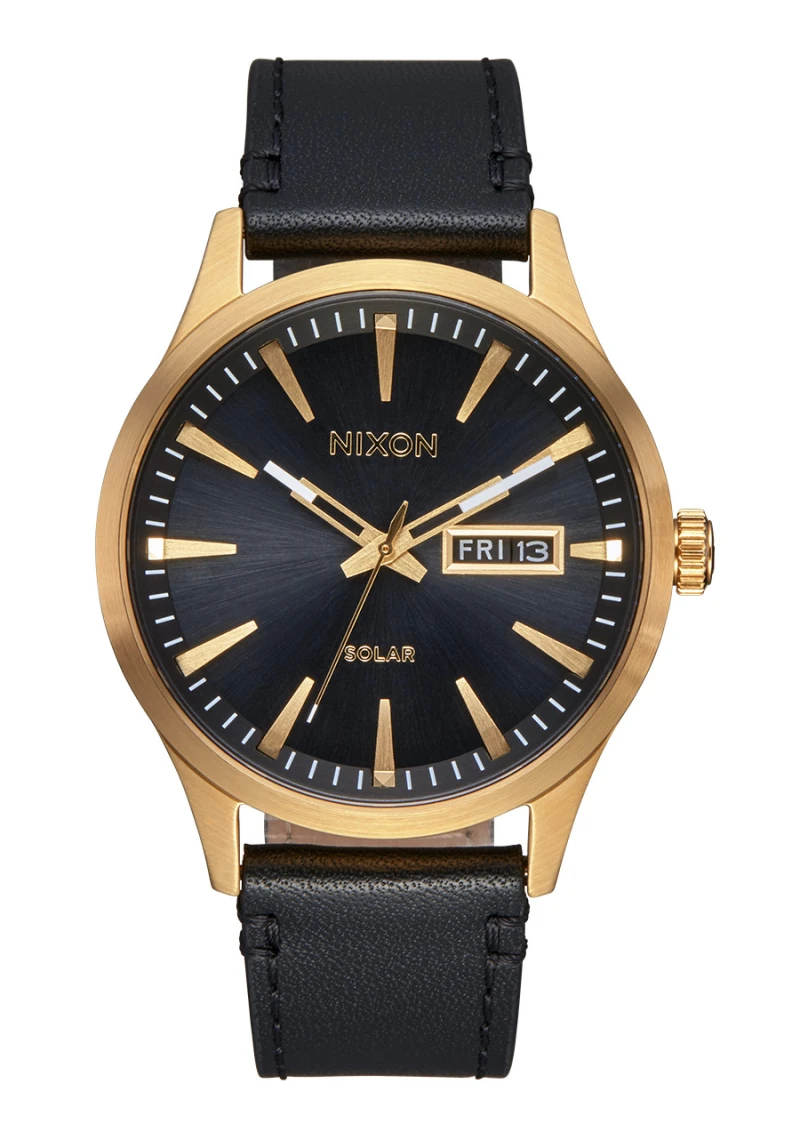 Nixon Watch - Sentry Solar Leather - All Gold / Black