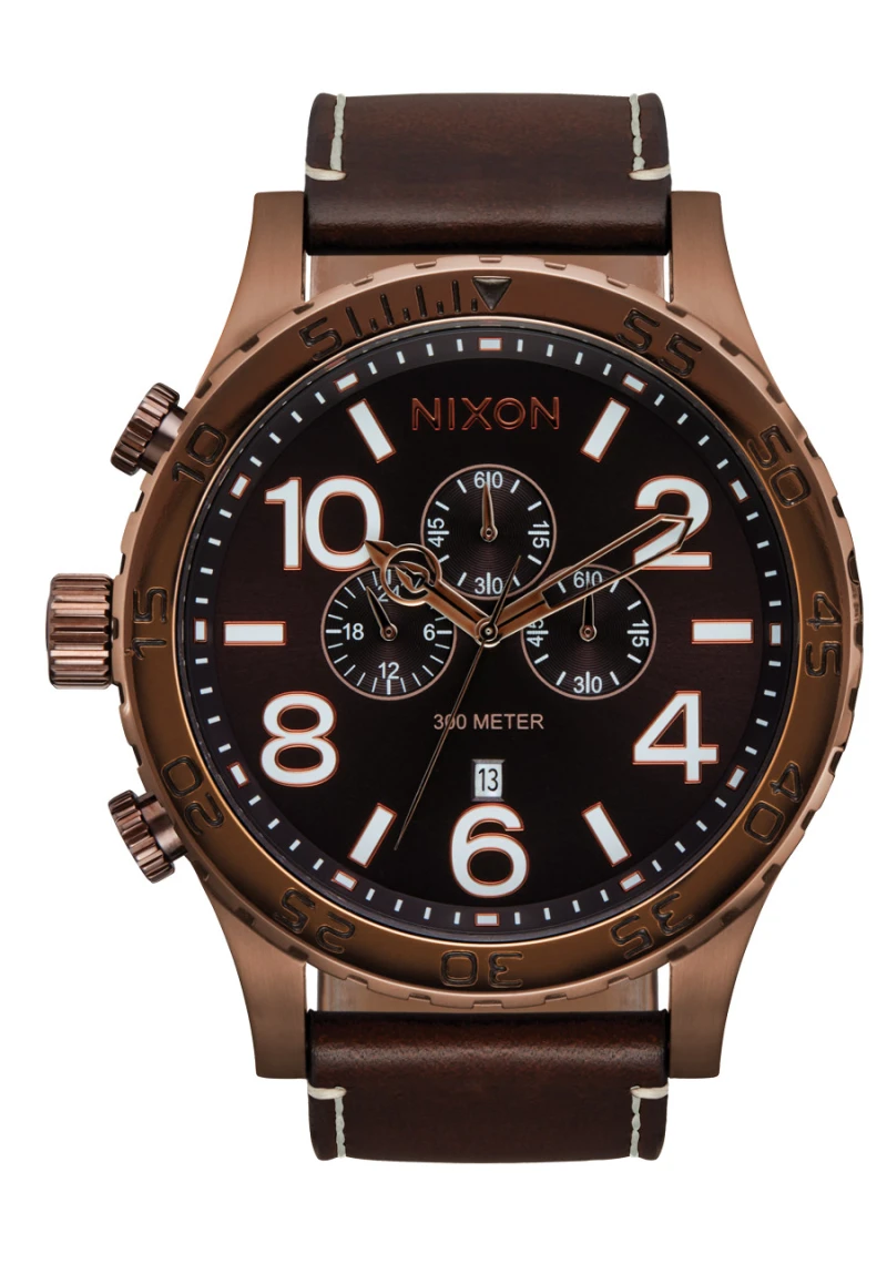 Nixon Watch - 51-30 Chrono Leather - Chocolate / Dark Roast / Brown