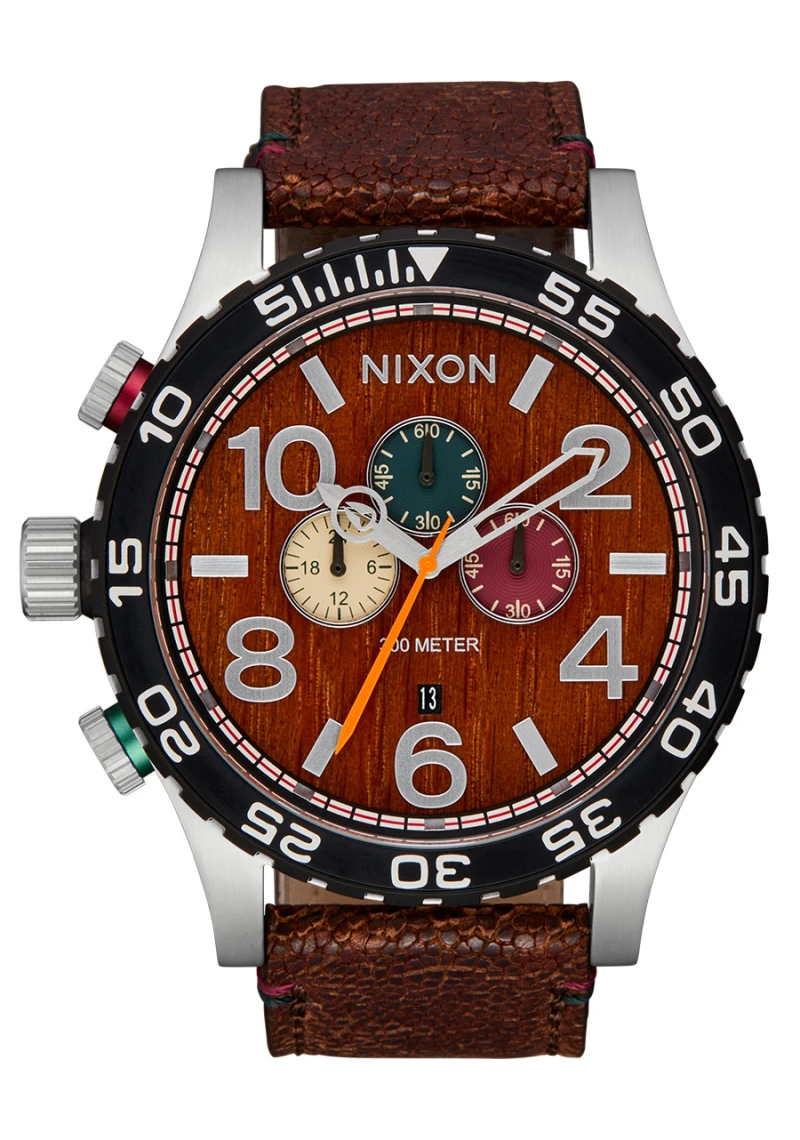Nixon Watch - 51-30 Chrono Leather - Silver / Rosewood / Chocolate