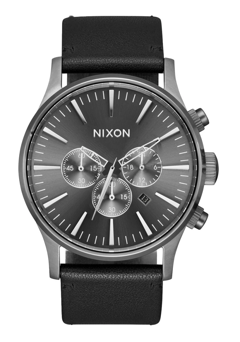 Nixon Watch - Sentry Chrono Leather - All Gunmetal / Black