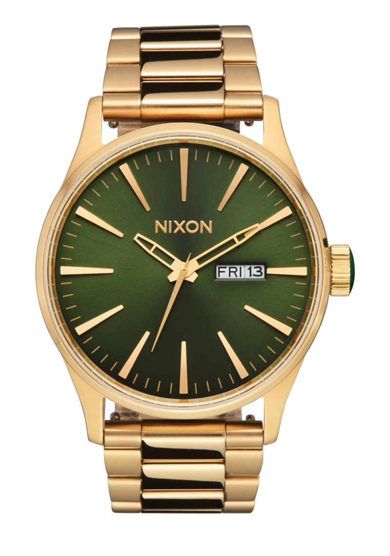 Nixon Watch - Sentry Stainless Steel - Gold / Green Sunray