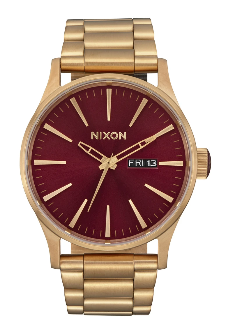 Nixon Watch - Sentry Stainless Steel - Oxblood Sunray / Gold