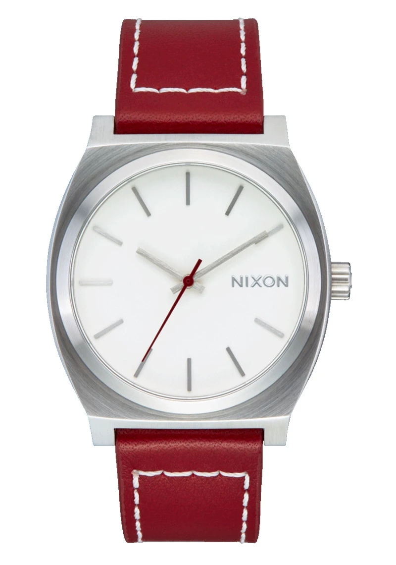 Nixon Watch - Time Teller Leather - Silver / Egret / Cranberry