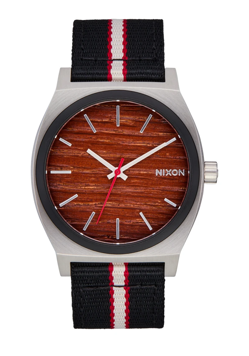 Nixon Watch - Time Teller Nylon - Silver / Rosewood / Black Stripe