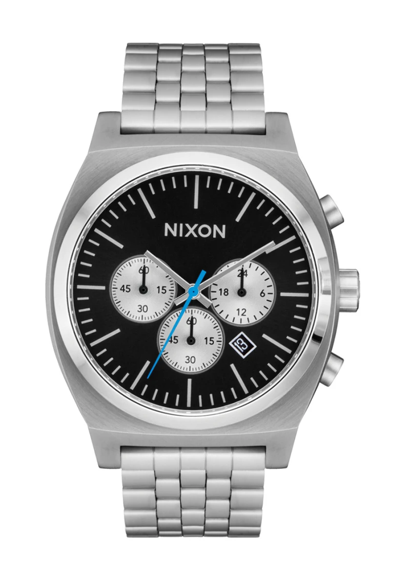 Nixon Watch - Time Teller Chrono - Chrome / Black / Chrome Sunray