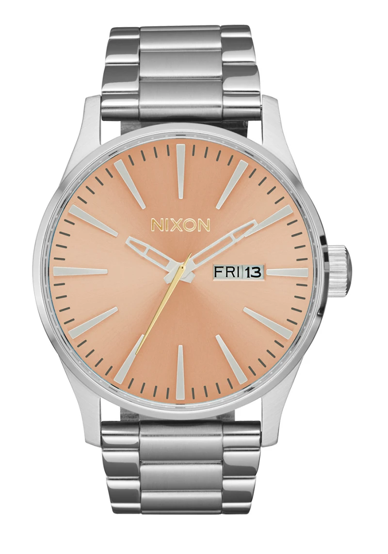 Nixon Watch - Sentry Stainless Steel - Silver / Coral