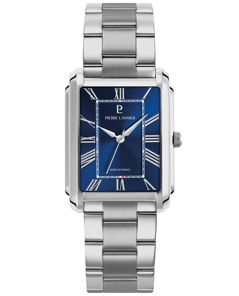 Pierre Lannier Watch - Men's Quartz EMPIRE Silver-Toned Watch with Blue Sunburst Dial and Silver-Toned Steel Strap, 20MM - 213F161