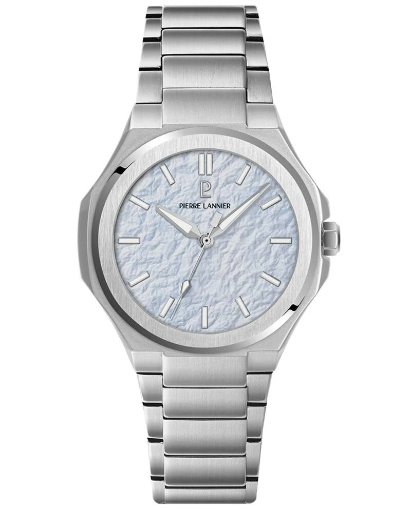 Pierre Lannier Watch - Men's Quartz GRAPHITE Silver-Toned Glacier Blue Dial Silver-Toned Steel Strap 24MM - 203G161