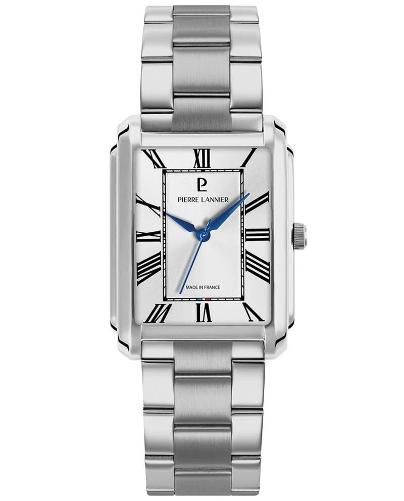 Pierre Lannier Watch - Men's Quartz EMPIRE Silver-Toned Watch with Silver-Toned Sunburst Dial and Silver-Toned Steel Strap, 20MM - 213F121