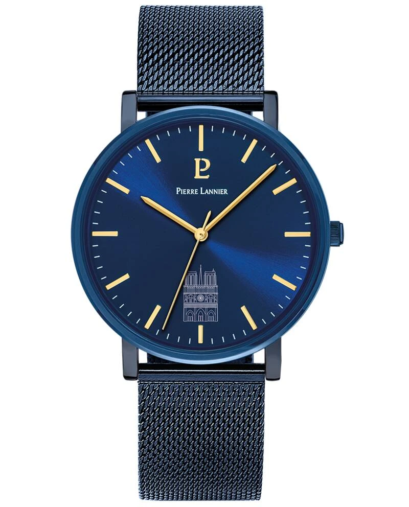 Pierre Lannier Watch - Men's Quartz "COEUR BATTANT" Blue Sunburst Dial, Blue 20MM Milanese Steel Bracelet - 299C469
